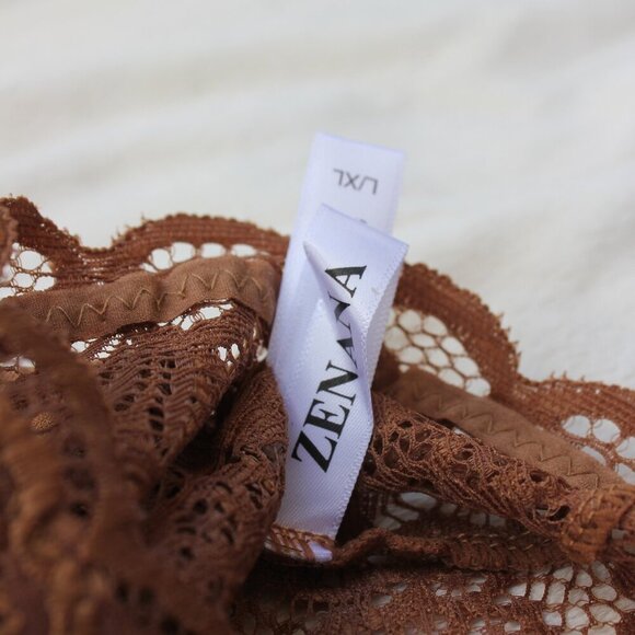 Zenana Camel Brown Seamless Stretch Lace  Bralette w/Removable Pads Bra Top S/M - Picture 9 of 16